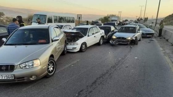 حادث تصادم بين 10 مركبات على طريق اربد – عمان
