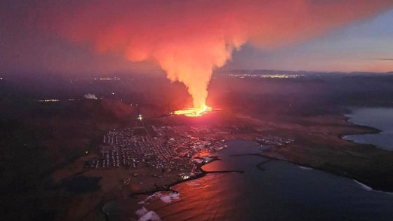 A volcano spews lava and smoke as it erupts in Reykjanes Peninsula, Iceland, January 14, 2024. Iceland Civil Protection/Handout via REUTERS THIS IMAGE HAS BEEN SUPPLIED BY A THIRD PARTY. MANDATORY CREDIT. NO RESALES. NO ARCHIVES.