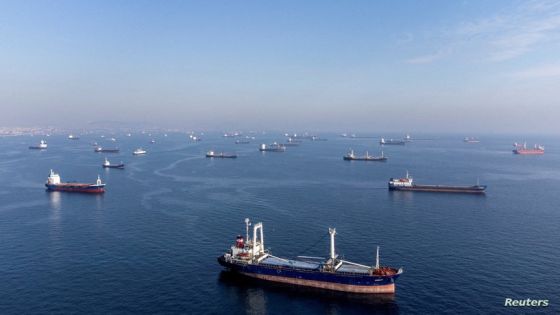 FILE PHOTO: Commercial vessels including vessels which are part of Black Sea grain deal wait to pass the Bosphorus strait off the shores of Yenikapi during a misty morning in Istanbul, Turkey, October 31, 2022. REUTERS/Umit Bektas/File Photo